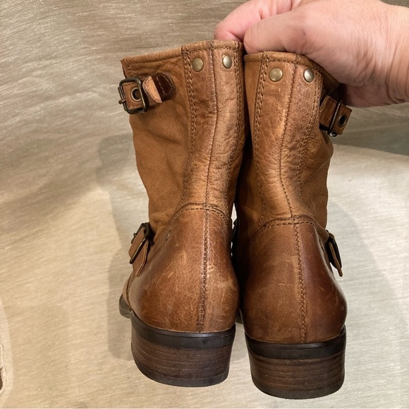 PAUL GREEN Sz 8.5 Distressed  Braided Buckle Zipper Closure Leather Boots - Picture 6 of 14